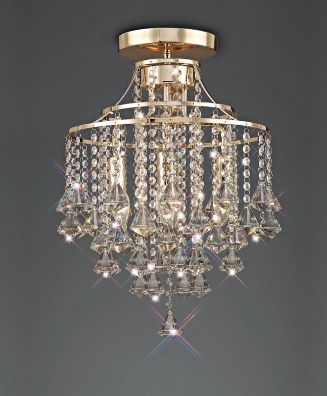 Ceiling 4 Light French Gold/Crystal - Click Image to Close
